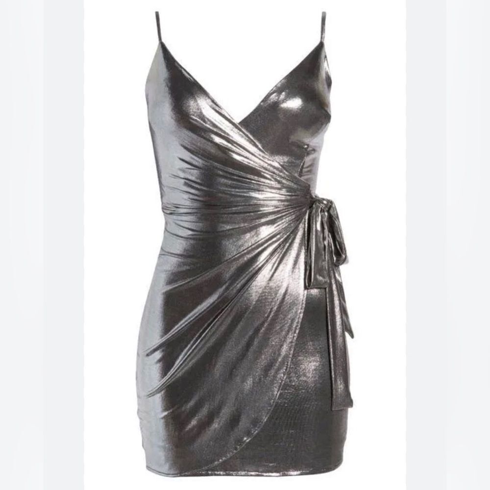 Jump Apparel Metallic Wrap Mini Dress Size 7/8
